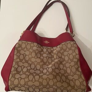 Coach Red and Tan Women's Bag and Wallet
